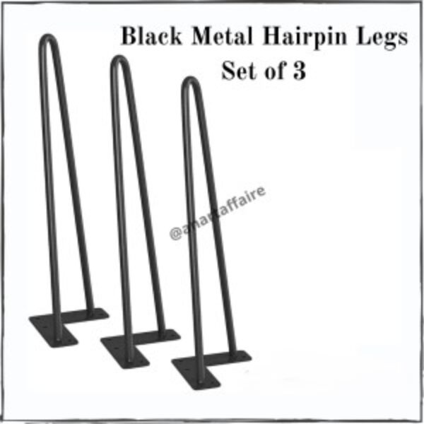 black metal hairpin 6inch legs set of 3