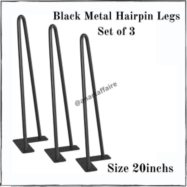 black metal hairpin legs set of 3